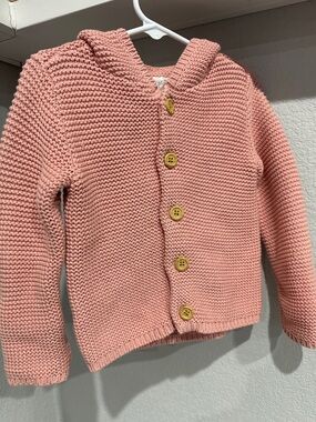 Kids Hooded Knit Cardigan - Pink